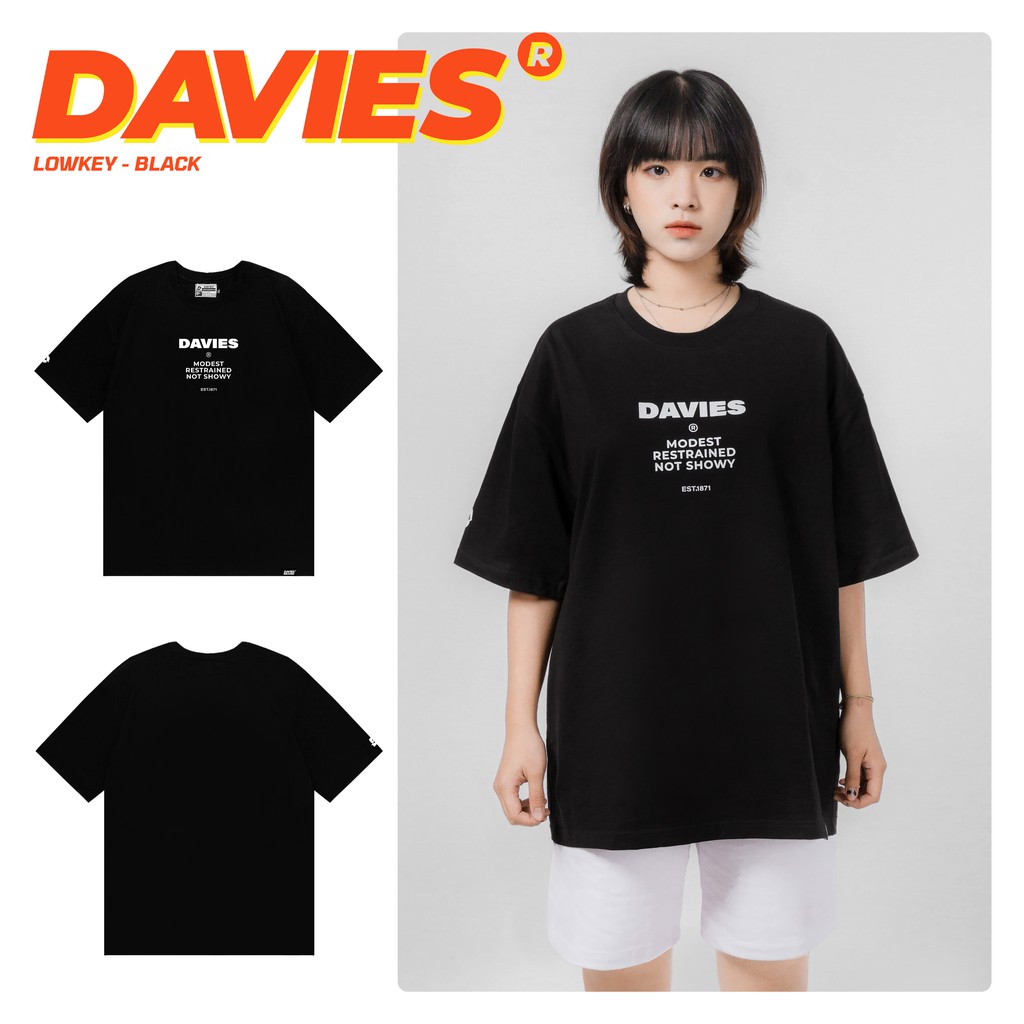 Áo thun nam nữ form rộng tay lỡ local brand Davies Black Lowkey | WebRaoVat - webraovat.net.vn