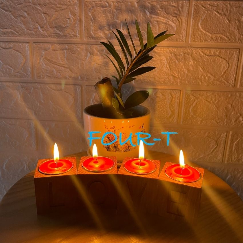 Chân Nến Bằng Gỗ Hình Vuông Theo Chữ Cái Trang Trí Phong Cách Bắc Âu Đẹp