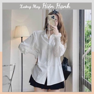 Áo sơ mi trắng đi học đi làm dài tay vải mịn mát Hiện hạnh combo quà tặng kẹo