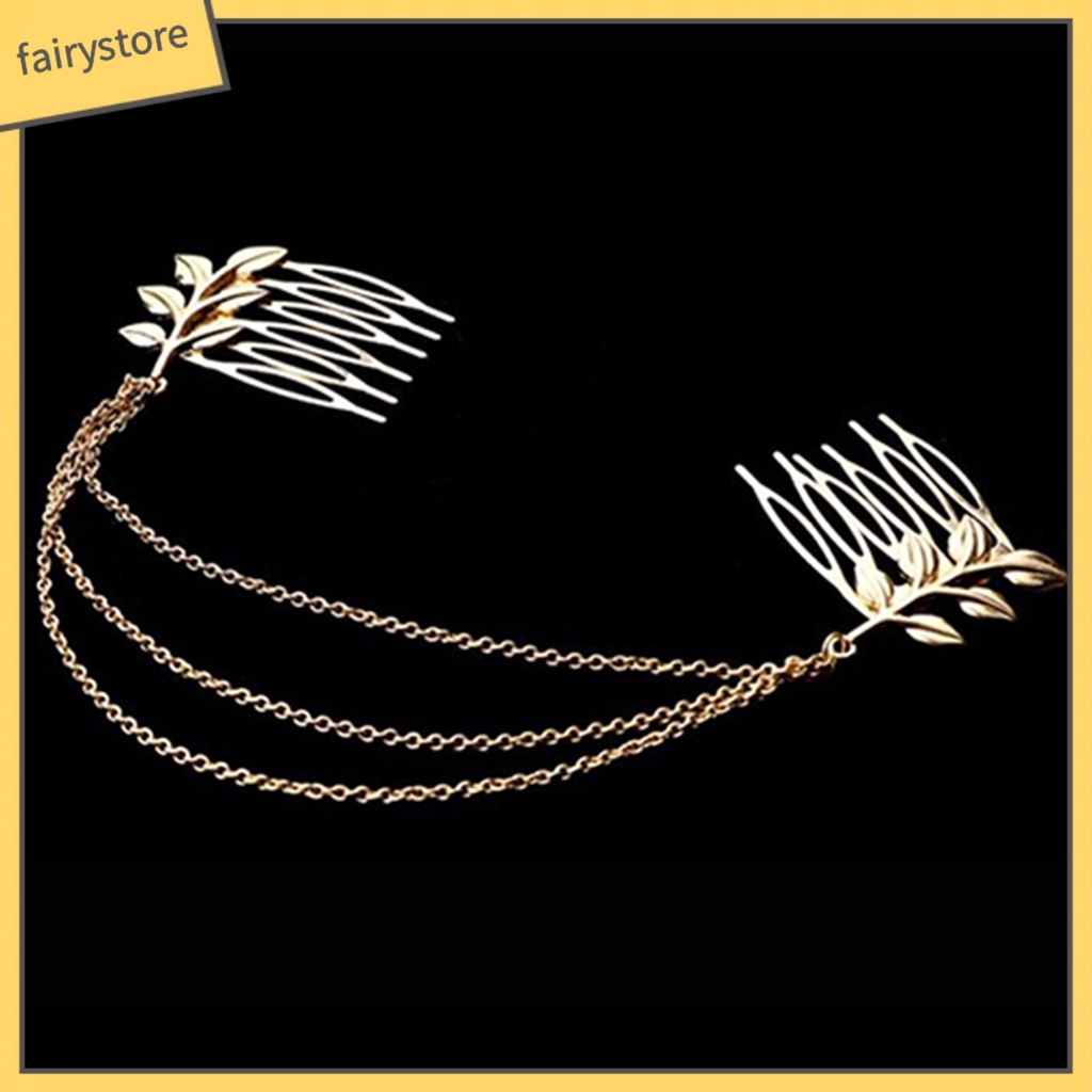 Lược cài tóc hình chiếc lá đính đá thời trang thanh lịch dành cho nữ