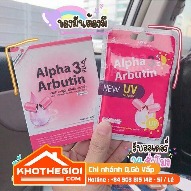 [ Chính Hãng ] Viên Bột Kích Trắng & Chống Nắng ALPHA ARBUTIN 3 Plus 10 viên/gói - Thái Lan