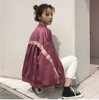 Áo khoác bomber nữ lụa cao cấp
