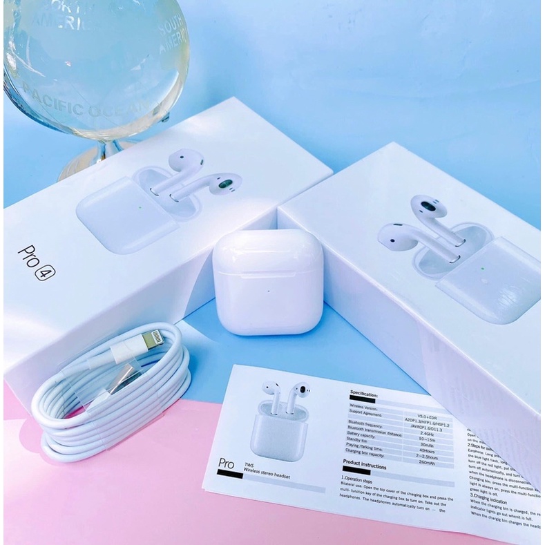 Tai Nghe Bluetooth 5.0 Không Dây Mini Pro 4  Tai nghe nhét tai bluetooth Phiên Bản Cao Cấp 2022