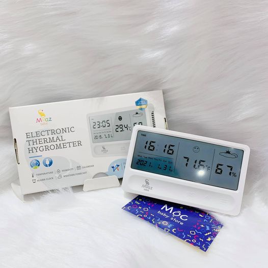 Nhiệt kế ẩm Moaz Bebe, Nhiệt kế đa năng, đo nhiệt độ, độ ẩm, báo thức