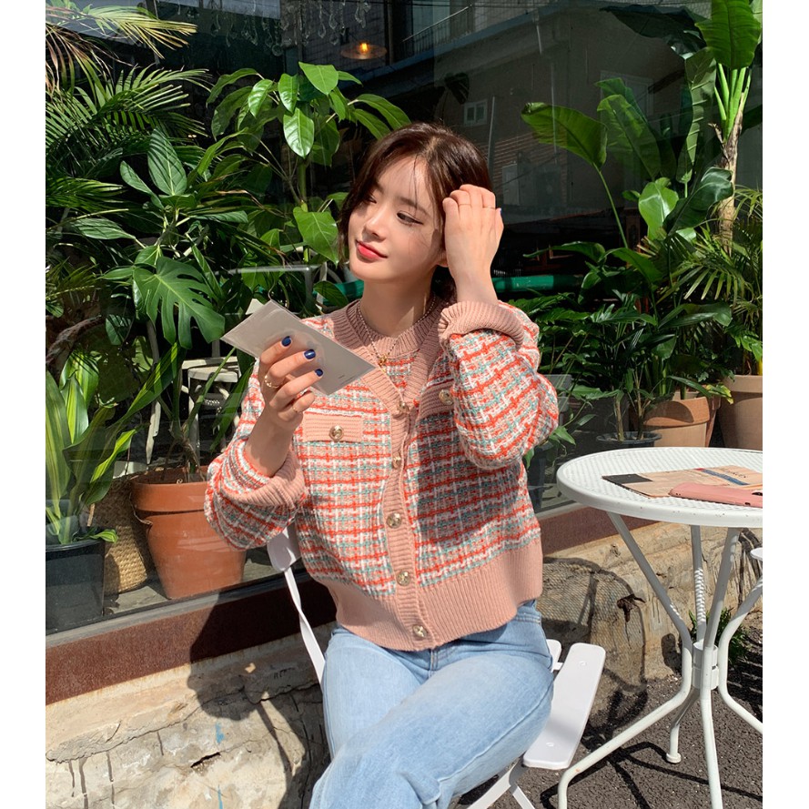 Áo khoác cardigan dệt kim tay dài thời trang thu đông Hàn Quốc mới