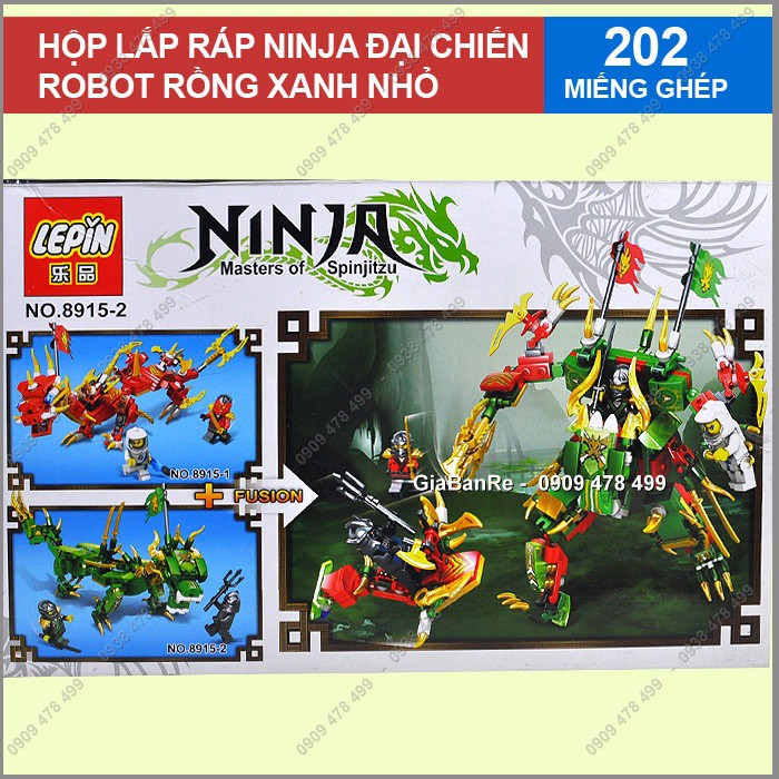 HỘP RÁP NHỰA NINJA ĐẠI CHIẾN - RỒNG XANH  SIZE NHỎ - LEPIN8915 - MS 9396