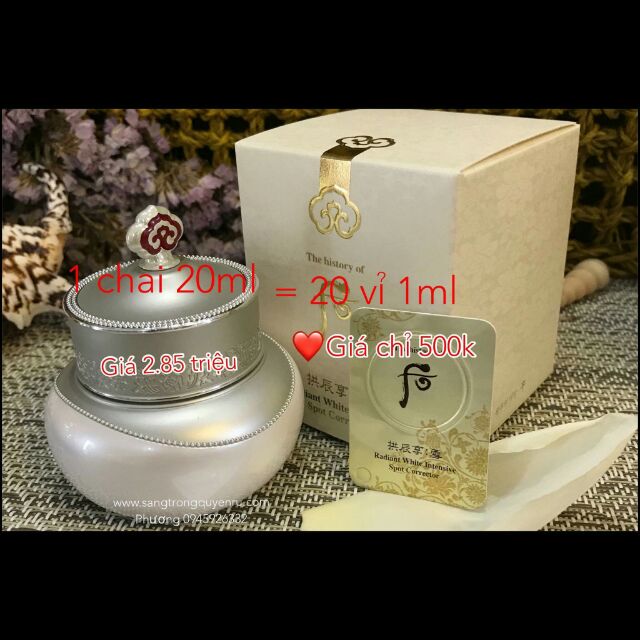 20 vỉ sample Cao nám Whoo Radiant White Intensive