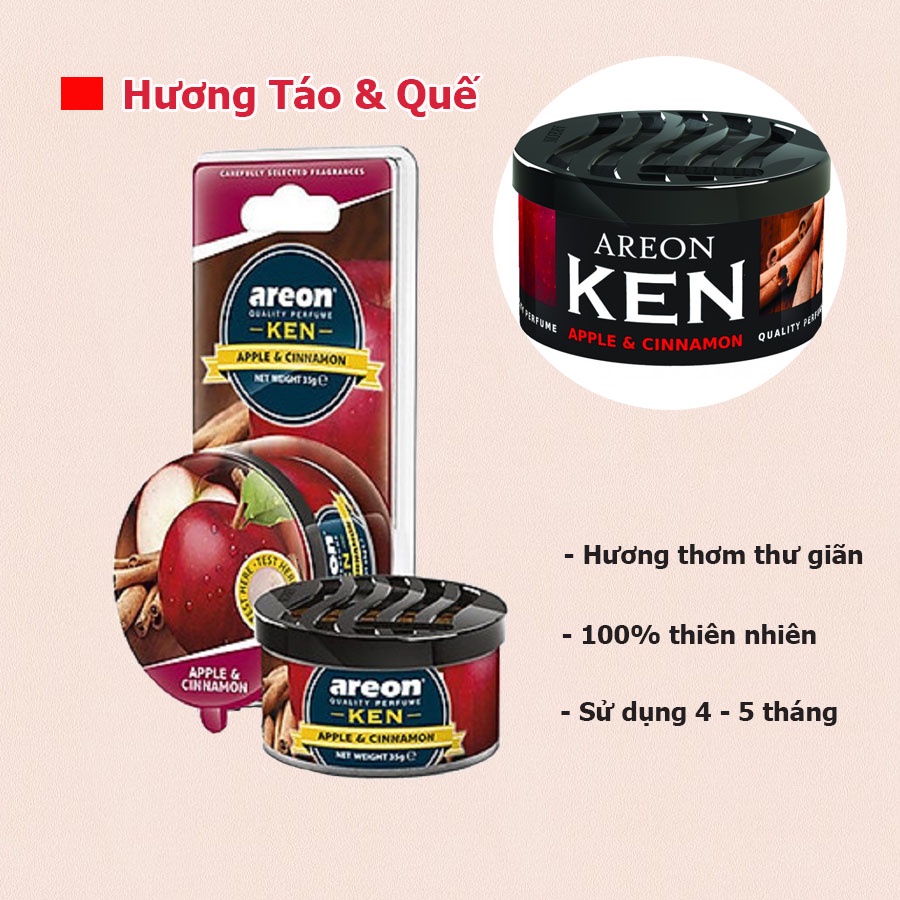 Sáp thơm ô tô hương táo & quế – Areon Ken Apple & Cinnamon