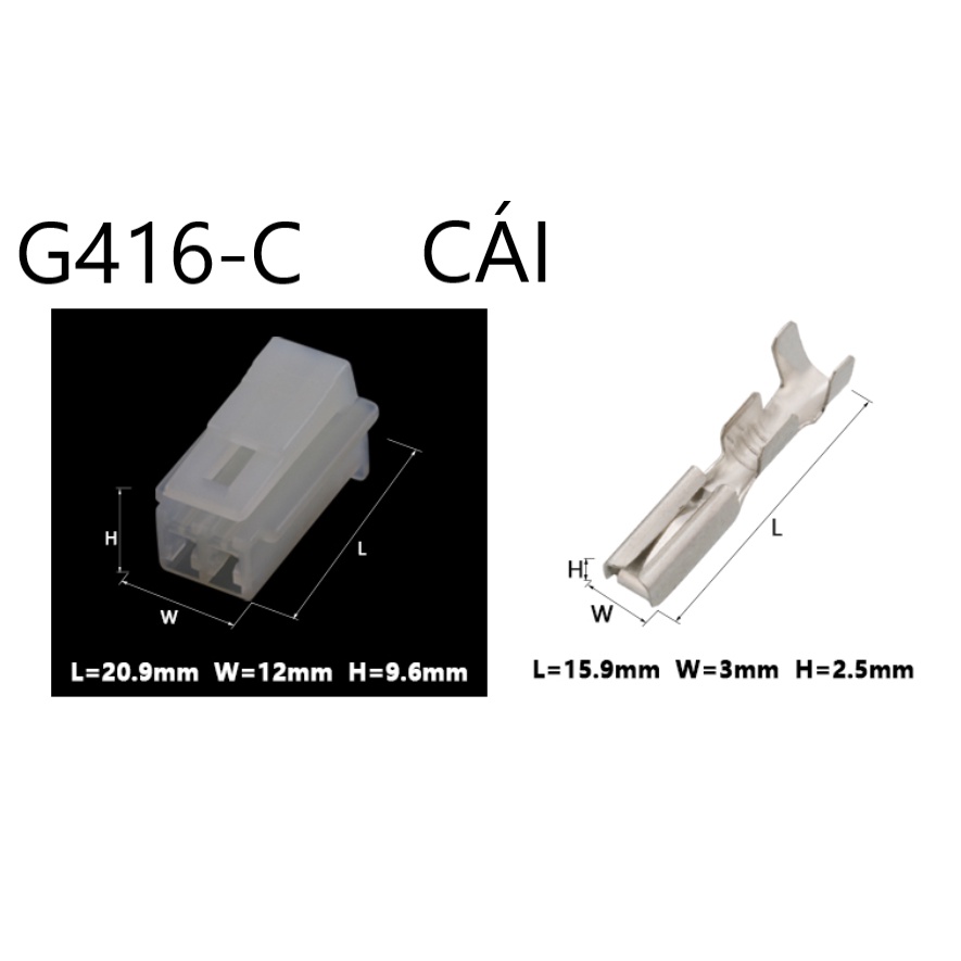G416-Giắc cắm dây nịt 2 lỗ 2.3mm màu trắng