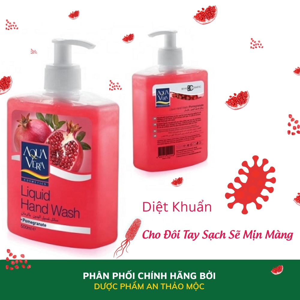 Nước rửa tay dưỡng chất lựu AQUAVERA khử mùi ngăn đổ mồ hôi làm sạch dưỡng ẩm da tay 500ml