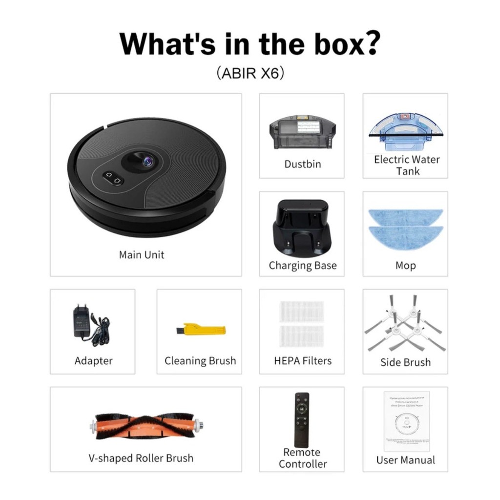 Chổi V, chổi xoắn - Phụ kiện thay thế dành cho Robot hút bụi lau nhà ABIR X6/X8