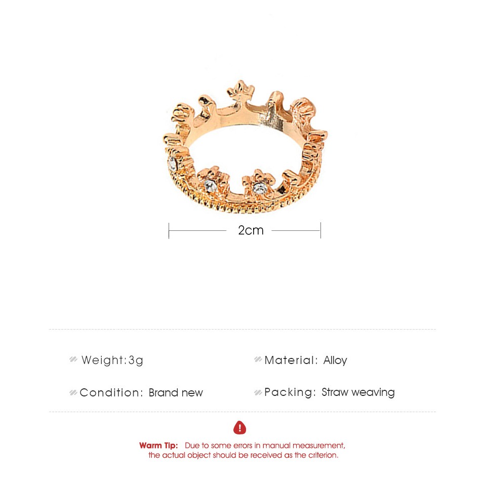 Nhẫn Hình Vương Miện Công Chúa Phong Cách Hàn Quốc Cho Nữ