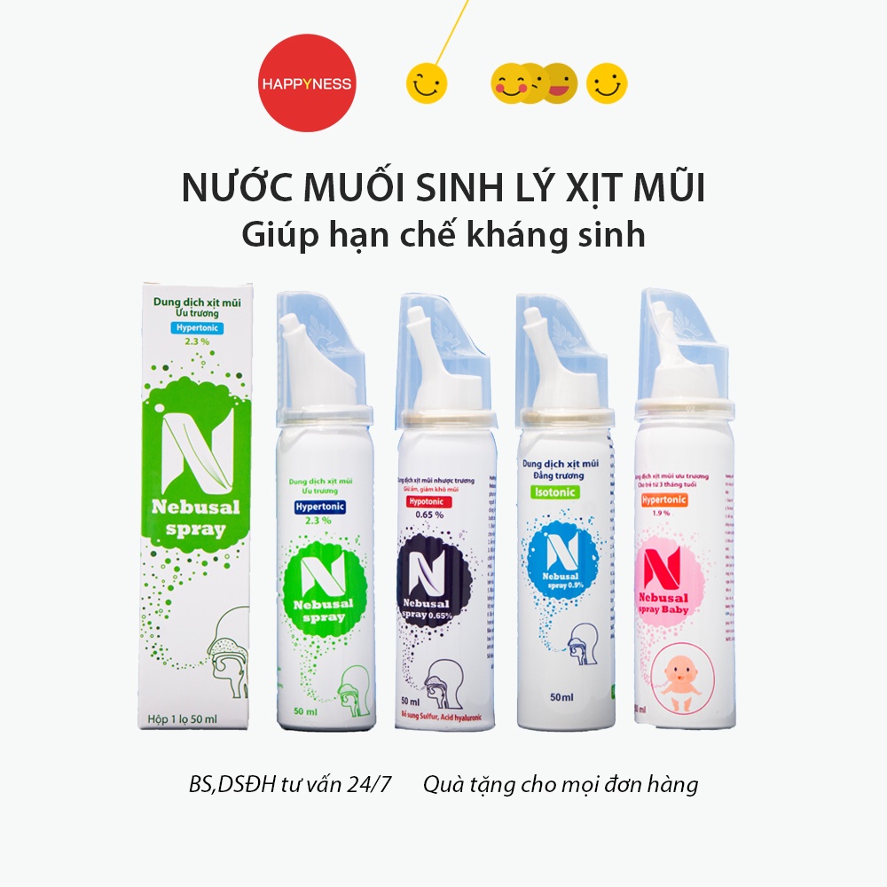 Nước muối sinh lý xịt mũi Nebusal - Nước muối ưu trương, nhược trương