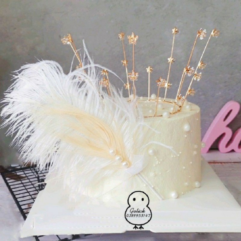 phụ kiện bánh kem hiện đại [FREESHIP❤️] que cắm bánh lông vũ