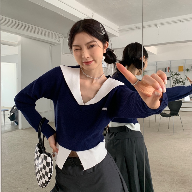 SUXI Áo Sweater Dệt Kim Tay Dài Kiểu Hàn Quốc Thời Trang Mùa Thu Năng Động