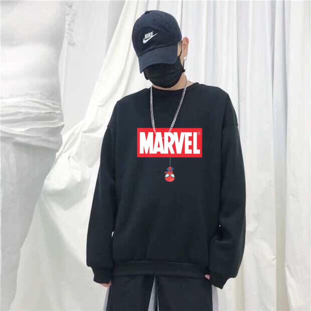 Áo nỉ sweater hoạt hình marvel avenger form suông rộng unisex, cổ tròn chất vải nỉ bông siêu ấm áo hoodie mixi