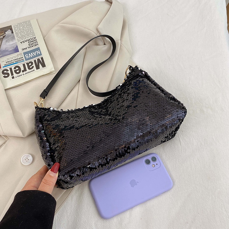 Túi Kẹp Nách Đính Kim Sa Lấp Lánh Nhiều Màu Đơn Giản Thời Trang Cho Nữ