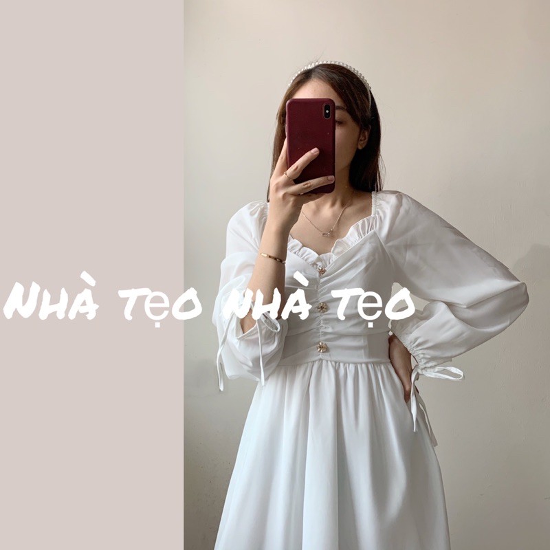 VÁY TRẮNG CÔNG CHÚA CÓ CHUN LƯNG CO GIÃN