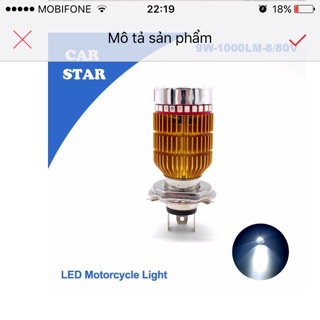 Đèn led 7 màu 4 bóng h4