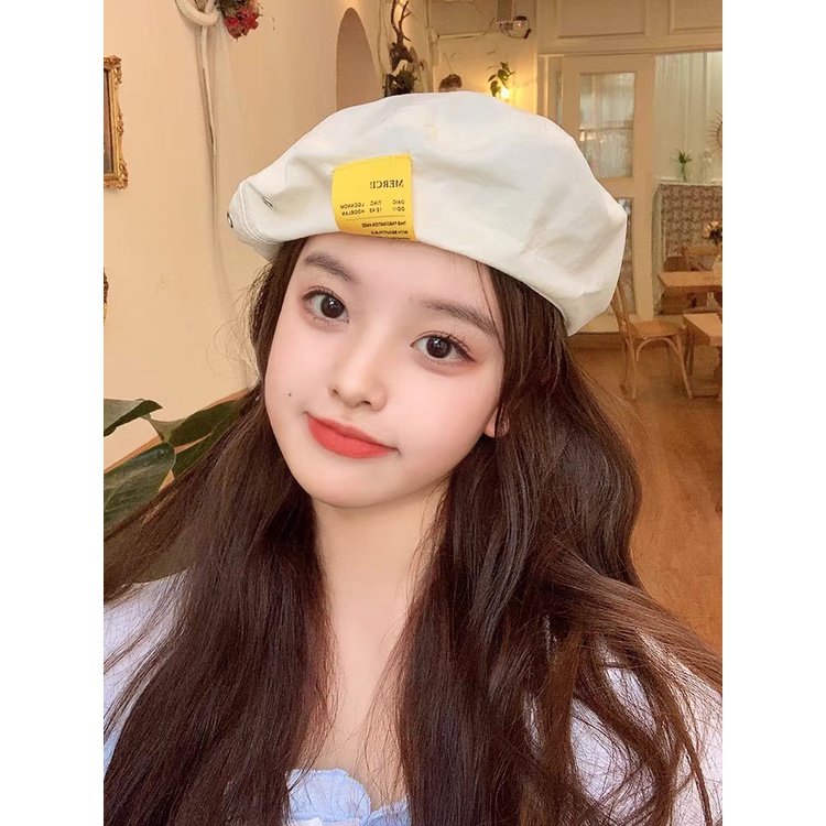 Mũ baret gió tag màu cao cấp phong cách sao Hàn Quốc