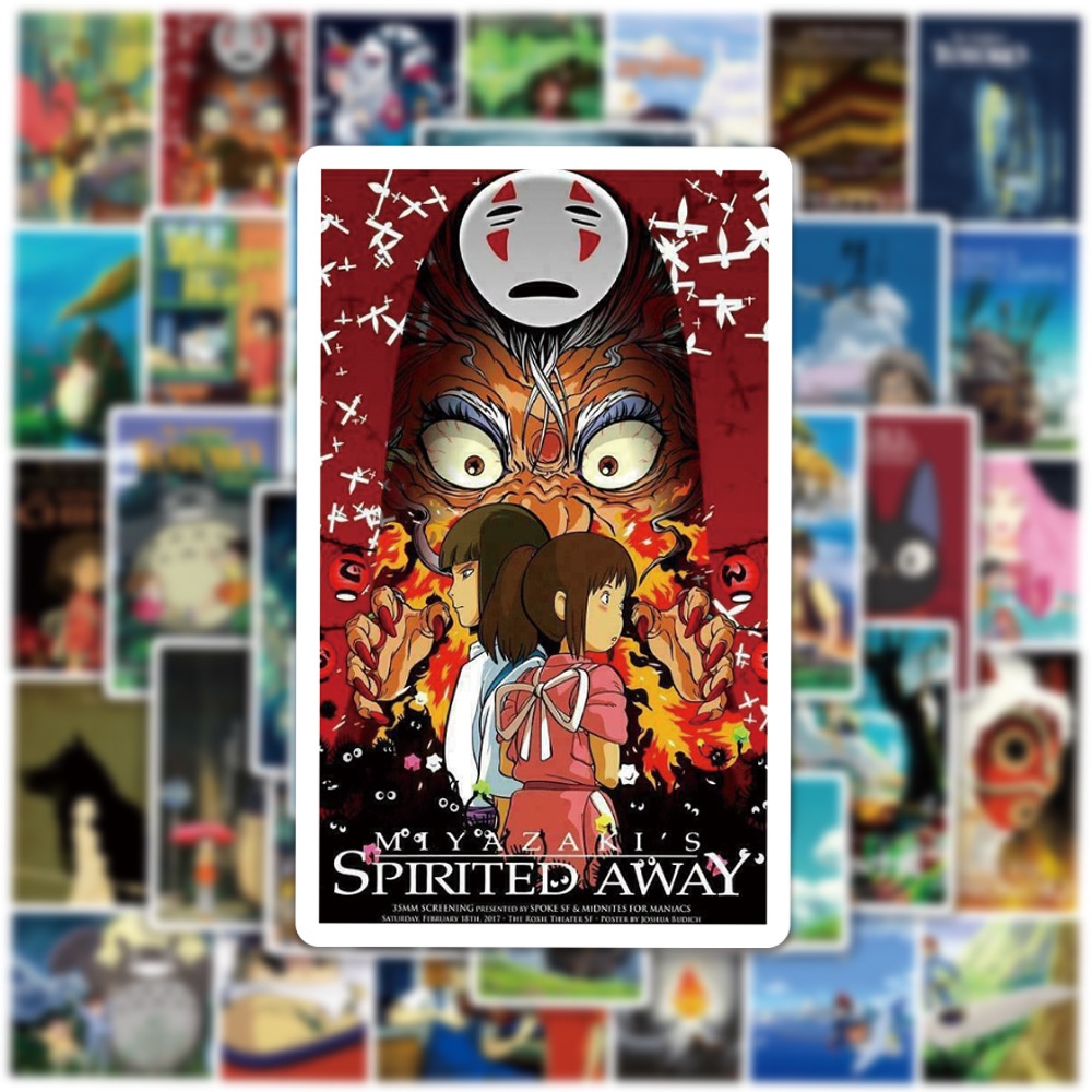 Bộ 50 Miếng Dán Anime Hayao Miyazaki Cho Ván Trượt Laptop Guitar Sổ Lưu Niệm