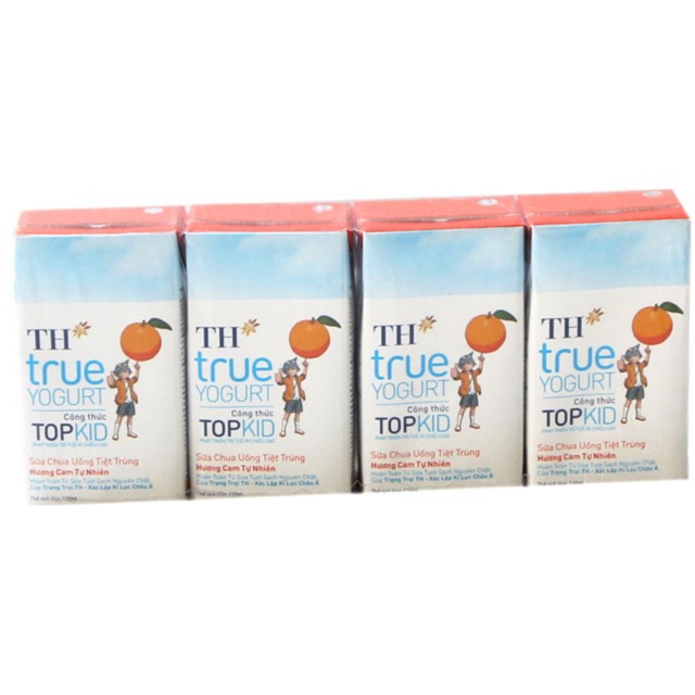 Lốc 4 Hộp Sữa Chua Uống Tiệt Trùng TH True Yogurt 110ml Dâu/Cam/Chuối