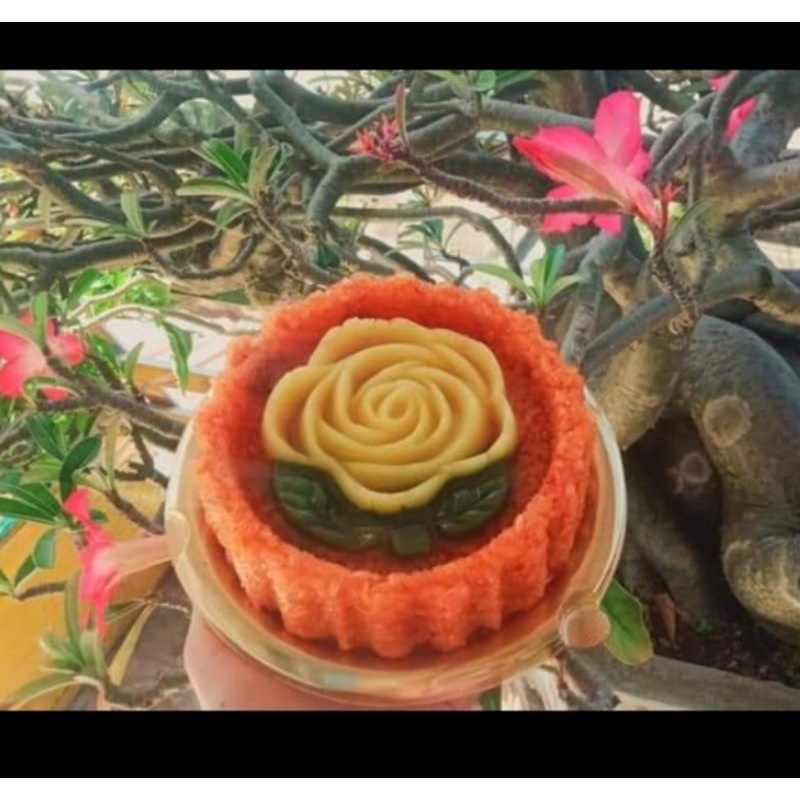 Khuôn làm xôi tròn hình hoa hồng khía size đại 13cm nhựa cứng bền đẹp