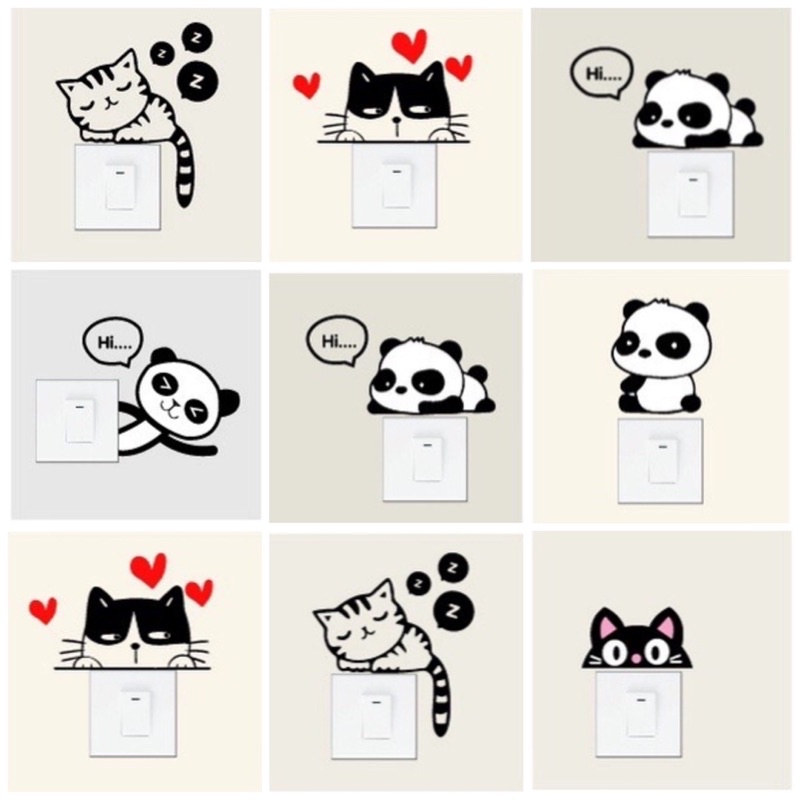 Combo 2 Miếng Decal Dán Trang Trí Ổ Điện Hình Con Vật Ngộ Nghĩnh