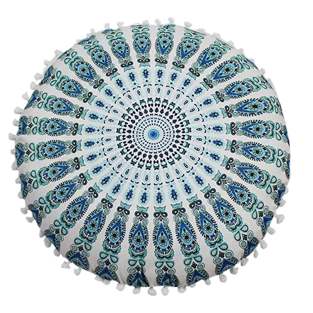 Vỏ Gối Tròn 43x43cm Họa Tiết Mandala Ấn Độ Phong Cách Bohemian Độc Đáo