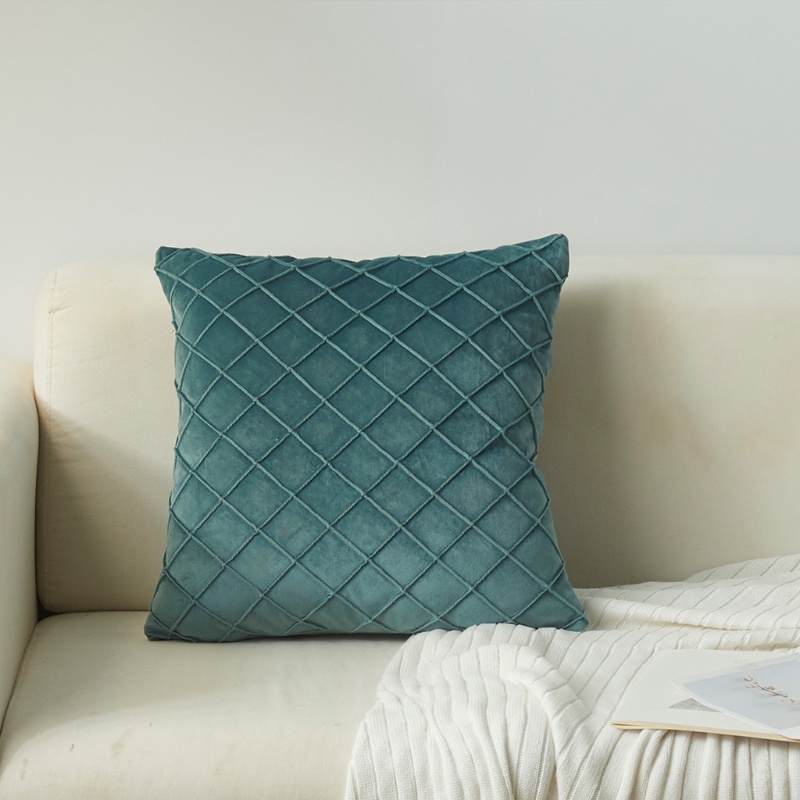 Vỏ Gối Nhung Hình Vuông Thêu Họa Tiết Kim Cương Màu Trơn Hiện Đại