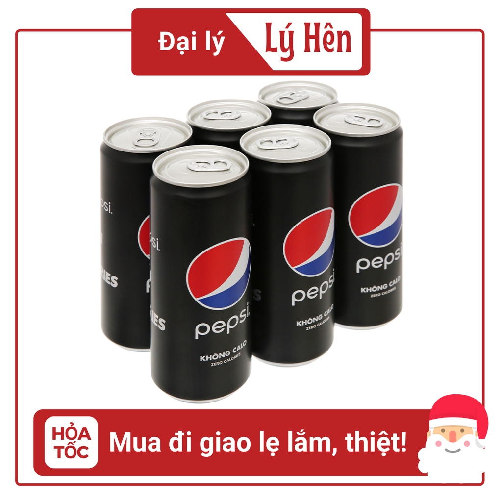 [Chỉ hỏa tốc] Lốc 6 Lon Nước Ngọt Có Gas Pepsi Cola Không Calo Soft Drink Lon 330ml Date Luôn Mới