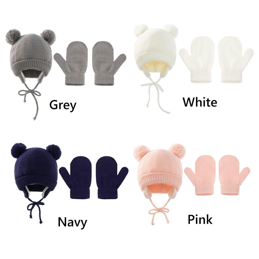 1 Bộ Găng Tay Và Nón Len Giữ Ấm Cho Bé Trai &amp; Gái Từ 1-4 Tuổi