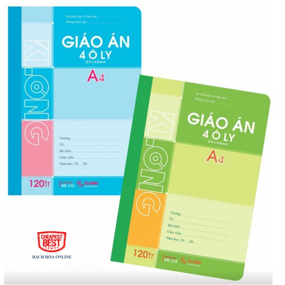 Vở giáo án ô ly - 120 trang; Ms 312 - 4ly