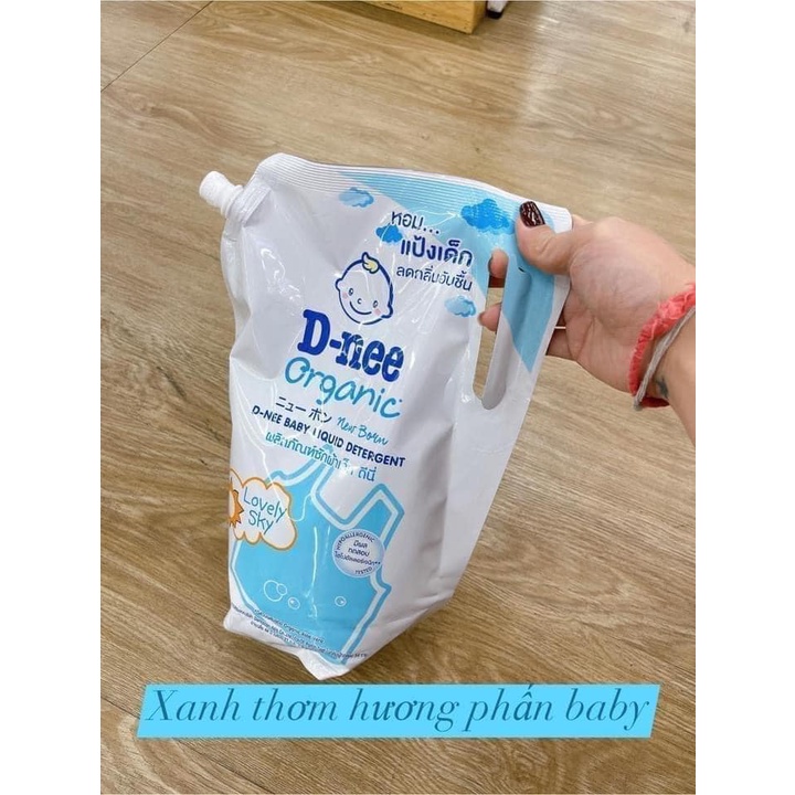 Túi 1400ml nước giặt xả quần áo sơ sinh Dnee 2in1 an toàn cho da em bé