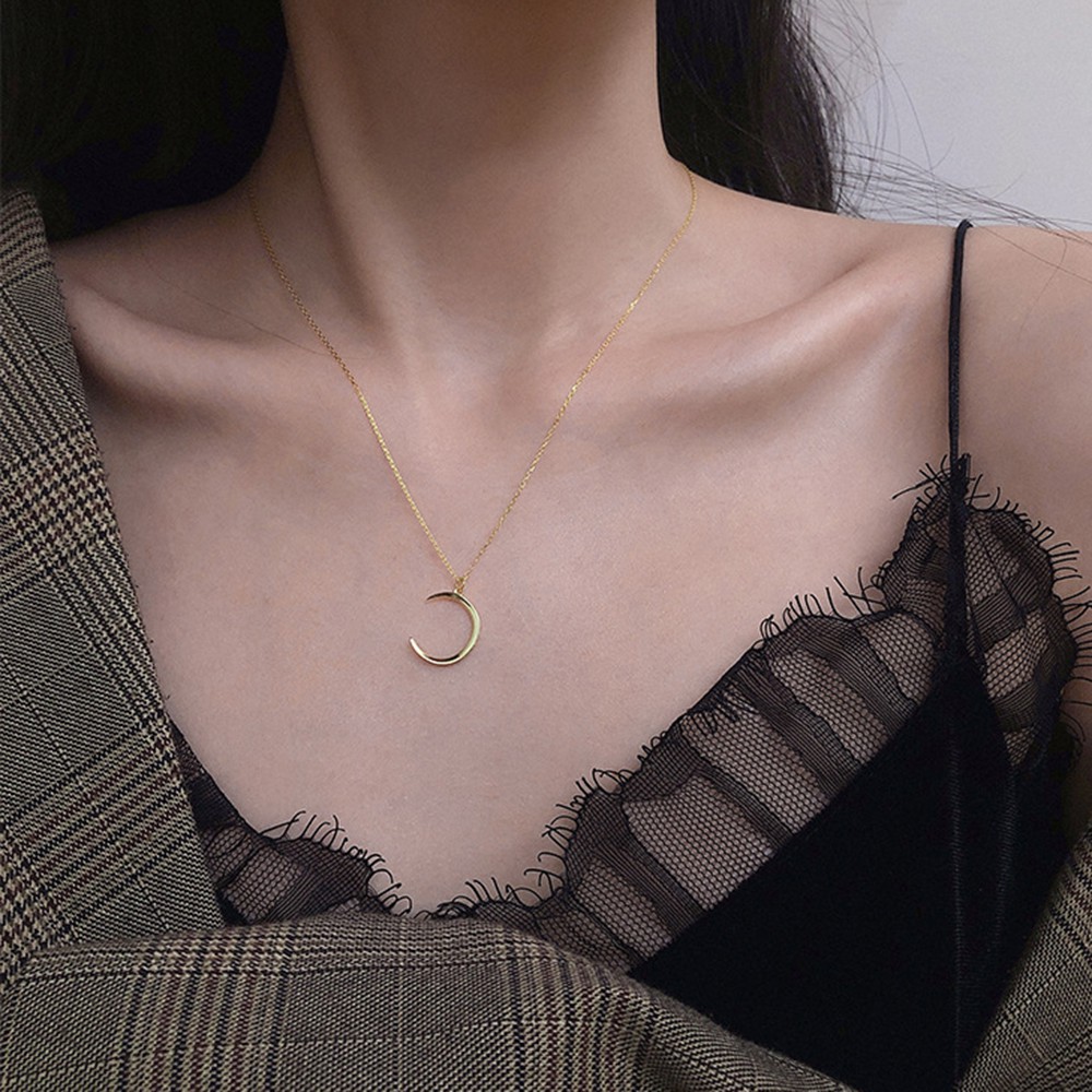 Dây chuyền bạc/ vàng hình mặt trăng đơn giản phong cách Hàn Quốc cho nữ