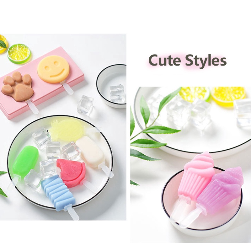 Khuôn Silicone Làm Kem Que 6 Kiểu Dáng Dễ Thương