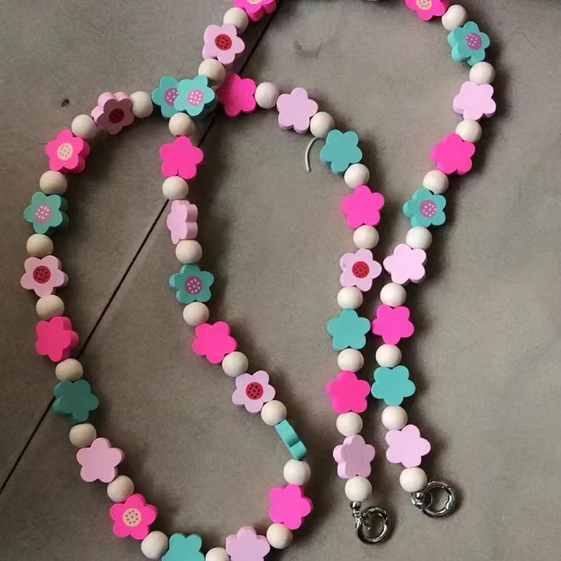 Dây Đeo Chéo Dài 110cm Bằng Gỗ Họa Tiết Hoa Có Móc Treo Túi Xách / Điện Thoại