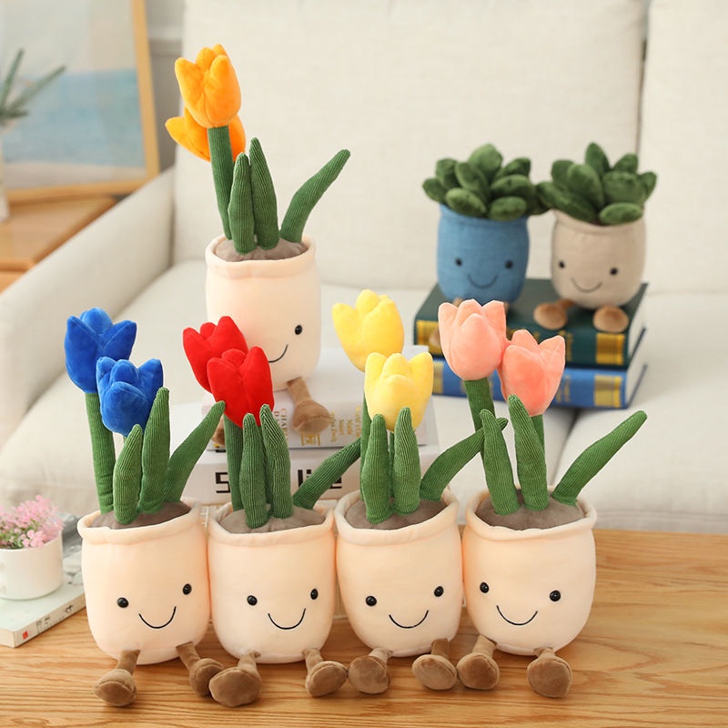 Búp bê nhồi bông hình hoa tulip dùng trang trí nhà cửa