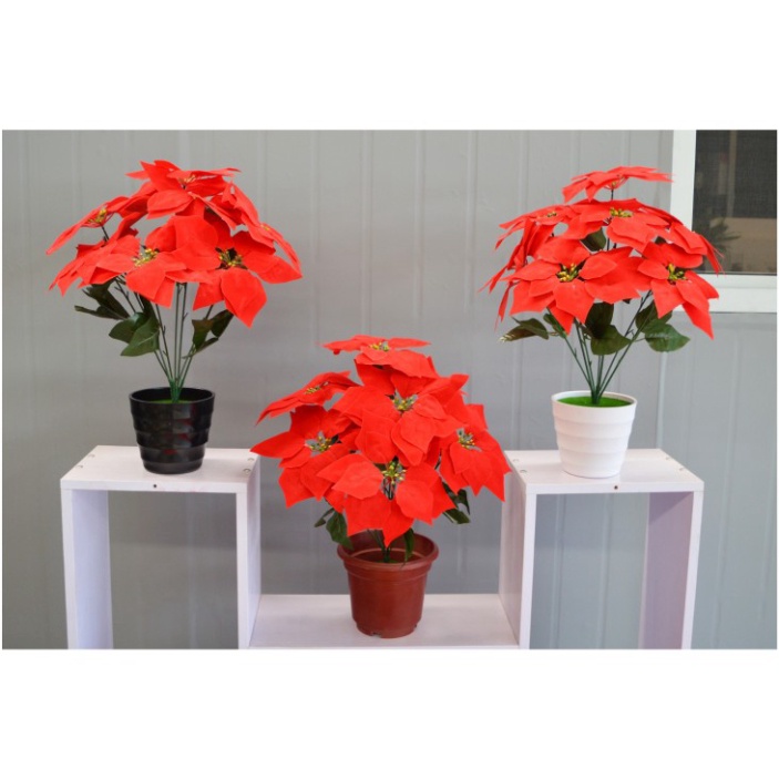 Hoa giả,Cây hoa trạng nguyên vải 7 bông trang trí nhà cửa tặng 2 lá dương xỉ vải kết hợp decor