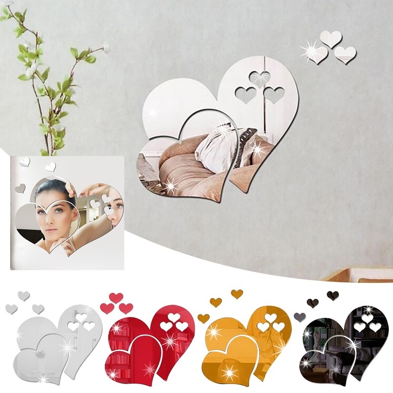 Miếng Dán Tường Họa Tiết Trái Tim 3D Chống Thấm Nước Chống Ăn Mòn Trang Trí Nhà Cửa DIY