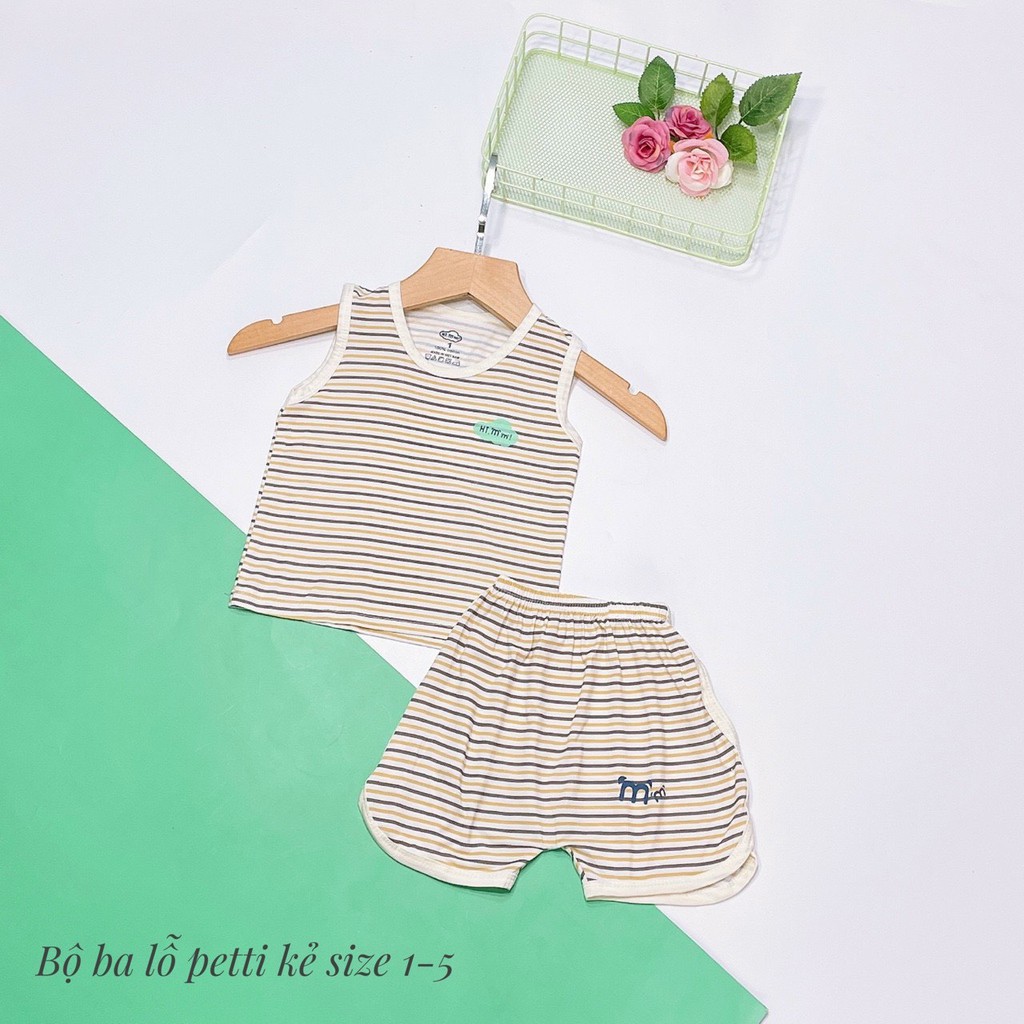 Bộ Ba Lỗ Kẻ Chất Peptit Mềm Mát Màu Cực Xinh Cho Bé Namkidshop (QATE323)