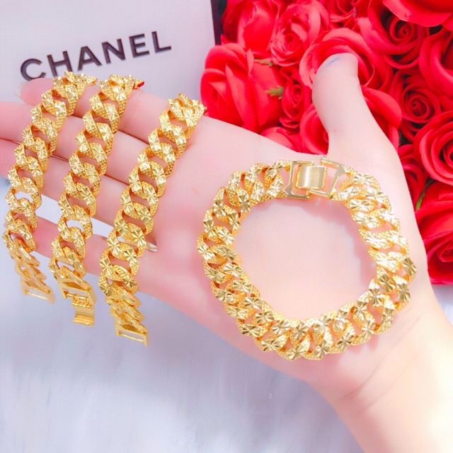Lắc tay nữ kiểu chạm dát vàng 24k