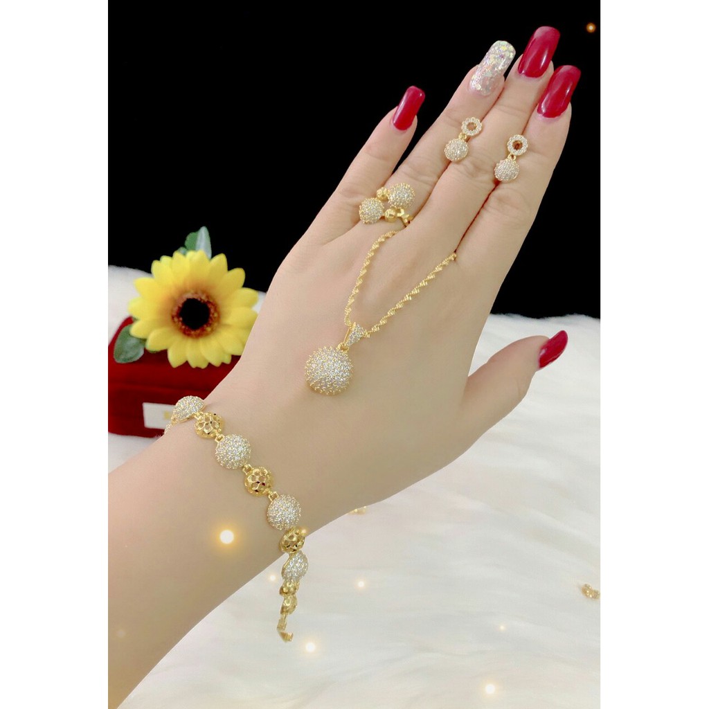 Bộ trang sức 4 món xi mạ vàng 18k cao cấp EKP648C