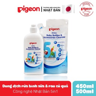 Nước rửa bình sữa PIGEON dạng chai và túi.