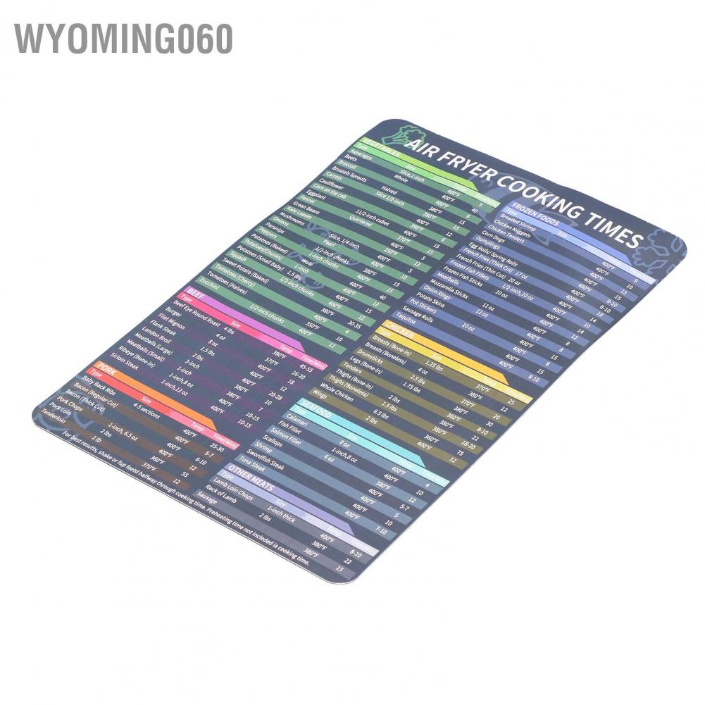 Wyoming060 2Pcs Magnetic Times Sheet Kitchen Fryer Cooking Chart Quick Reference Guid