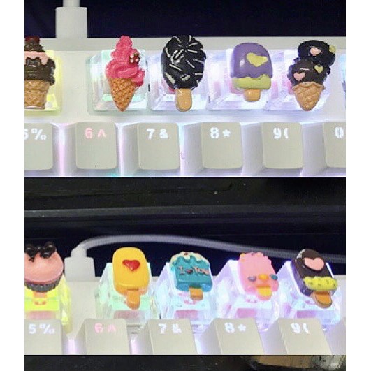 Keycap que kem xuyên led 🍦🍧 keycaps ice cream trang trí bàn phím cơ gaming