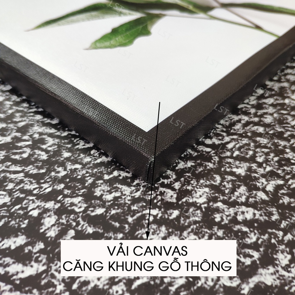 Tranh lá cây xanh treo tường cao cấp, Tranh treo tường canvas lá cây xanh mát | LST