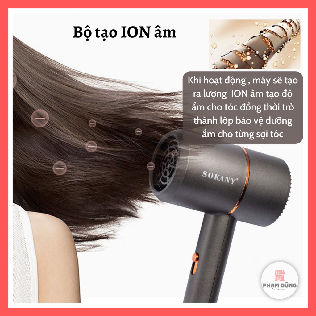 Máy sấy tóc Sokany SK-2202 , máy tạo kiểu tóc , máy sấy tóc ion âm chống khô tóc dưỡng ẩm làm mềm mượt tóc