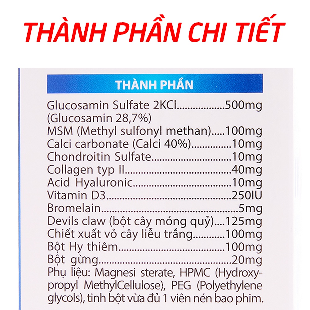 Viên xương khớp Glucosamine giảm đau nhức xương khớp - Hộp 60 viên [Flexmax Extra]