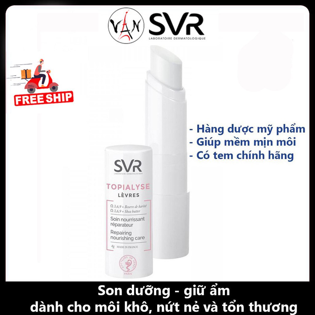 Son dưỡng môi SVR dành cho môi khô, nứt nẻ &amp; tổn thương topialyse levres 4g